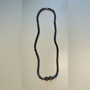 Black Hematite‎ Cylind Bead Necklace